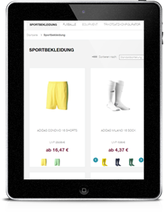 FLYERALARM sports - Tablet Ansicht