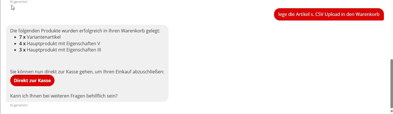 Produkte im Warenkorb gelegt