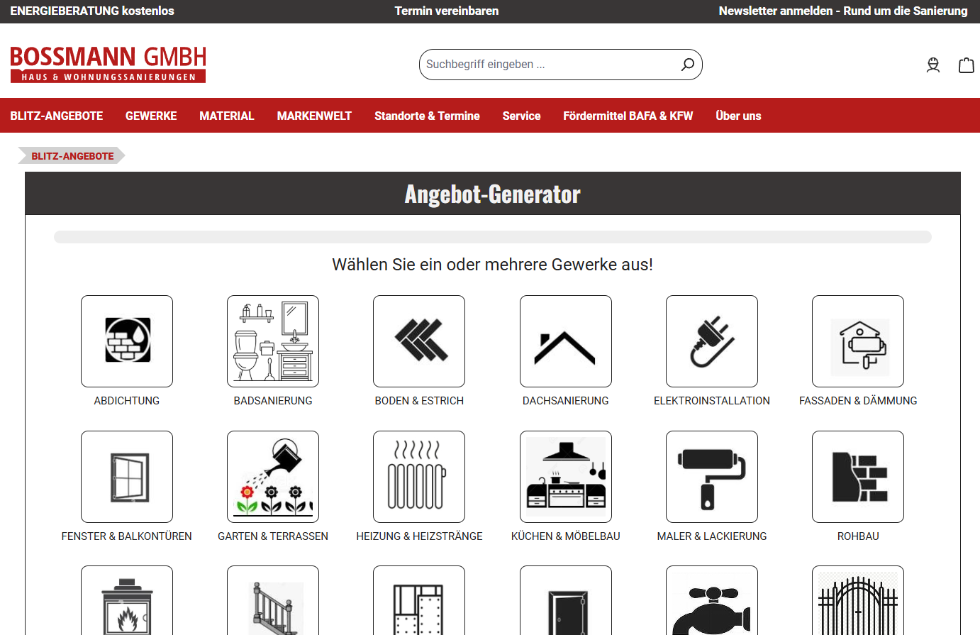 Bossmann Shopware 6 Anfrageplattform und Webshop